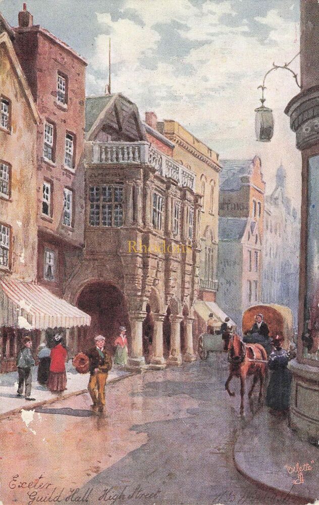 Devon Postcard-Exeter Guild Hall, High Street-Early 1900s Tucks Oilette Postcard No 7013
