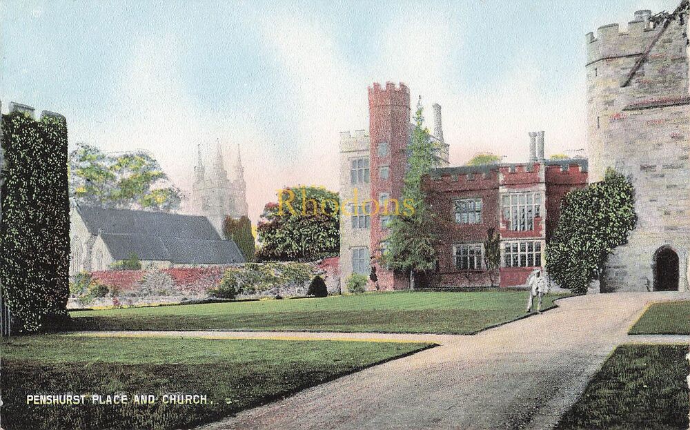 Kent Postcard-Penshurst Castle and Church-Early 1900s-Local Publisher