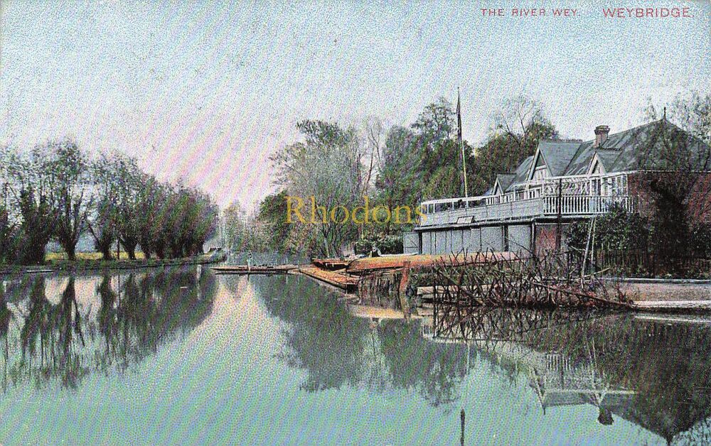 Surrey Postcard-Weybridge, The River Wey-Early 1900s B&Ds Kromo Series No 20079