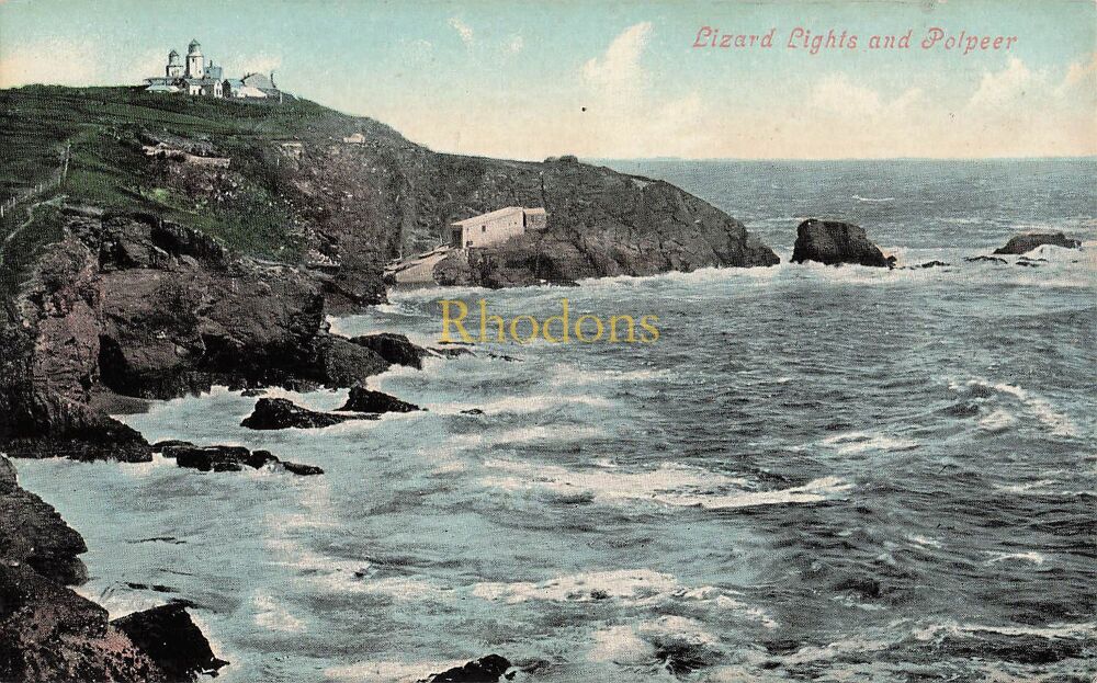 Cornwall Postcard-Lizard Lights and Polpeer-Early 1900s Valentines Series Souvenir Postcard -