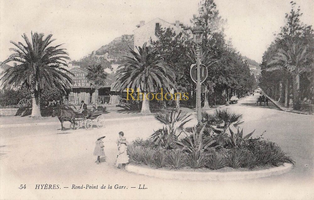 France Postcard-Hyeres-Rond Point de la Gare-Early 1900s Photo View