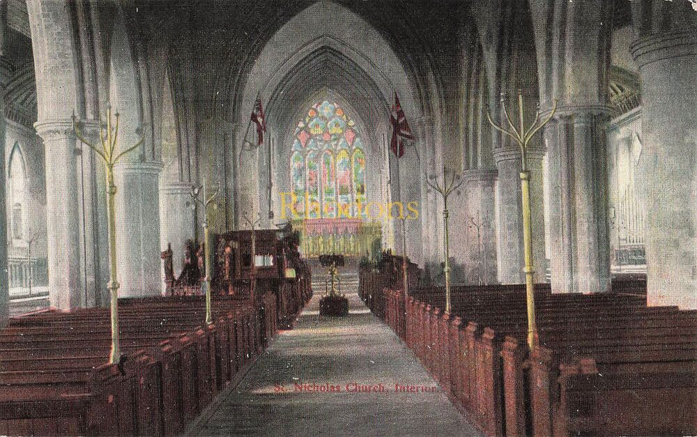 Church Postcard- St Nicholas Church-Interior View-Unknown Location-Early 1900s