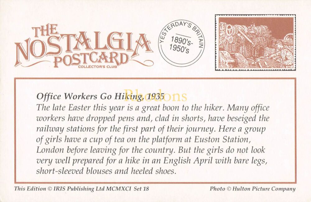 Social History-Office Workers Go Hiking, 1935-From The Nostalgia Postcard Collectors Club-1991 Set #18