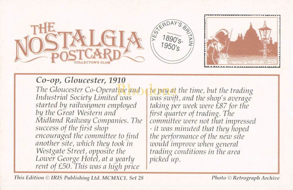 Social History-Co-Op, Gloucester, 1910-From The Nostalgia Postcard Collectors Club 1991 Set #28