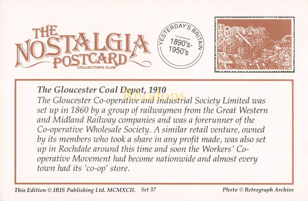Social History-The Gloucester Coal Depot, 1910-From The Nostalgia Postcard Collectors Club 1992 Set #37
