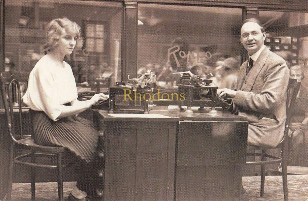Social History-Typing Duel, September 1921 Between Miss M Woodward and Mr R C Curtis-From The Nostalgia Postcard Collectors Club 1991 Set #18