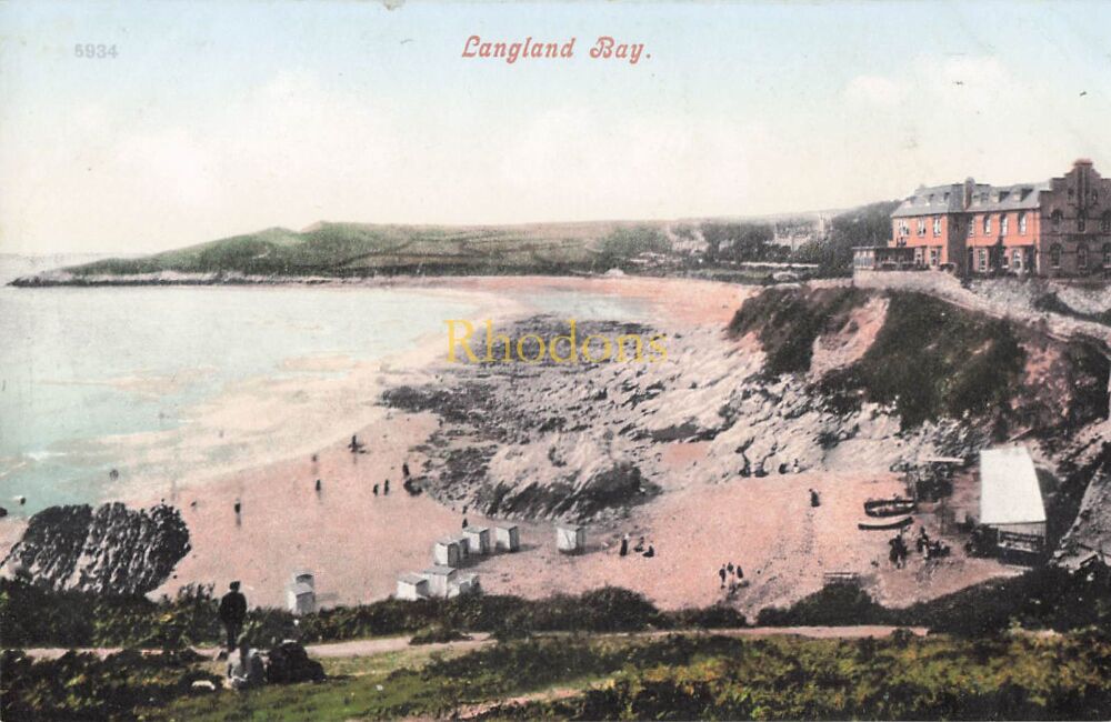 Wales Postcard-Langland Bay, Gower, Swansea, South Wales-Early 1900s