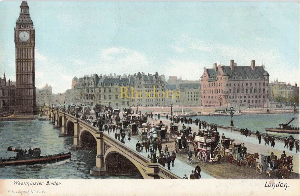 London Postcard-Westminster Bridge, London-Pre 1914 Tinted Colour View By F Hartmann