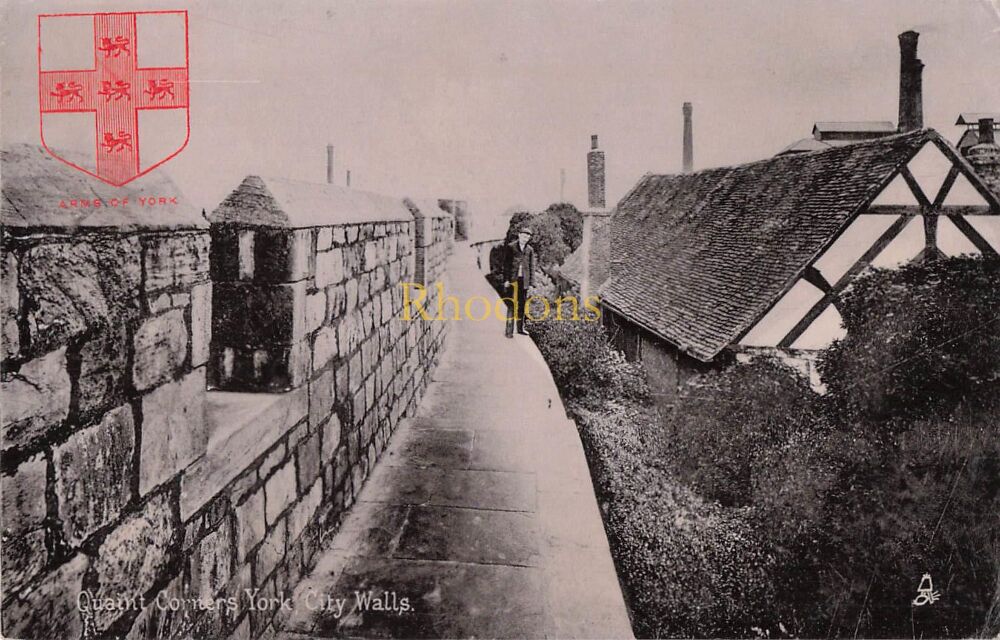 Yorkshire Postcard-York City Walls-Tucks Silverette Quaint Corners York Series II Postcard 1882