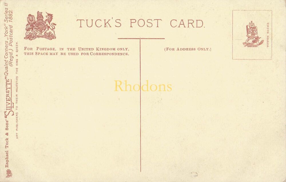 Yorkshire Postcard-York City Walls-Tucks Silverette Quaint Corners York Series II Postcard 1882