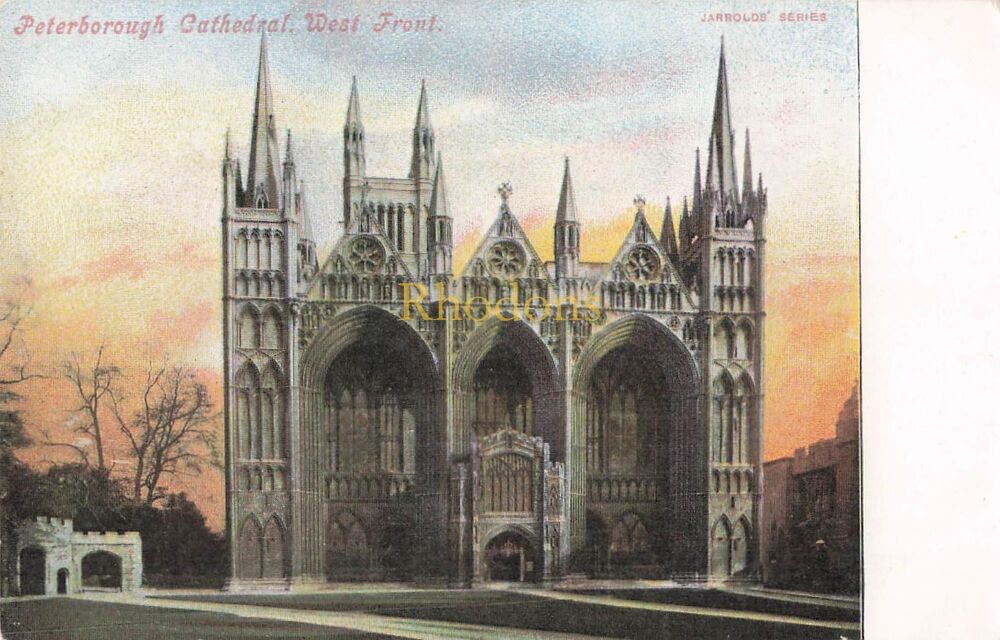 Cambridgeshire Postcard-Peterborough Cathedral, West Front View-Early 1900s, Jarrolds