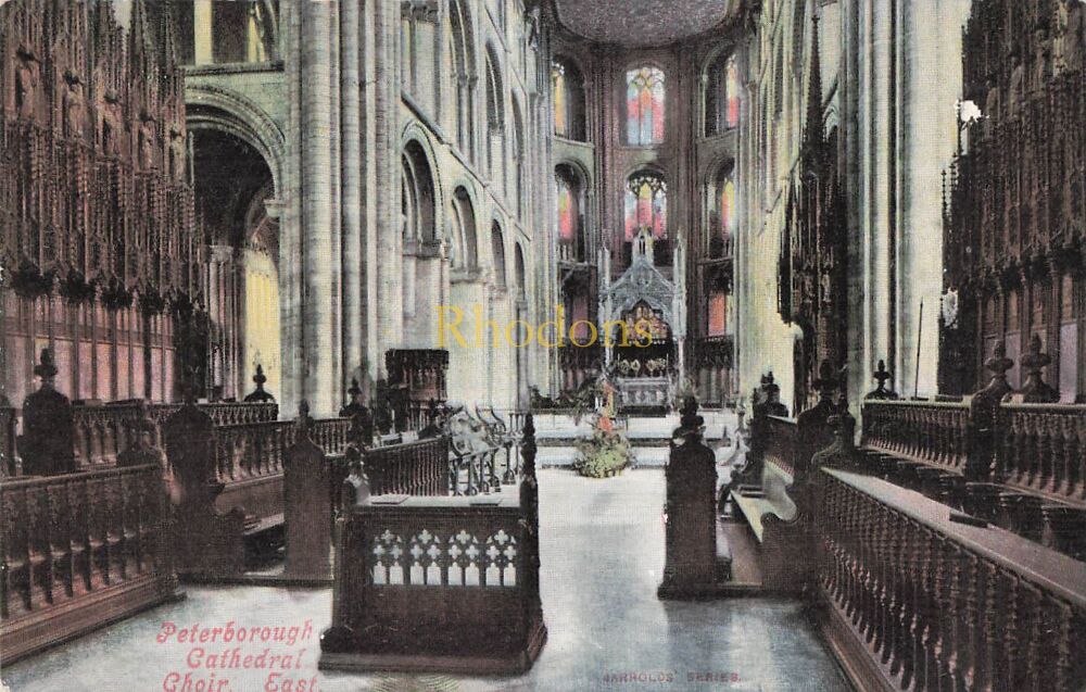Cambridgeshire Postcard-Peterborough Cathedral, Choir East View-Early 1900s, Jarrolds