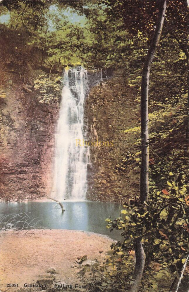 Yorkshire Postcard-Glaisdale Falling Foss Waterfall, Near Whitby Yorks-Early 1900s