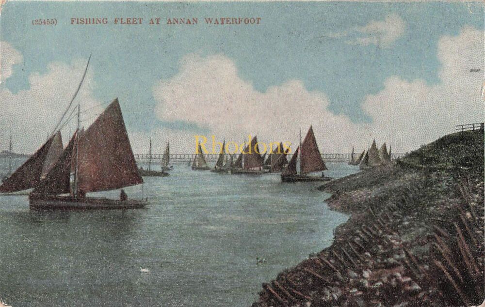 Scotland Postcard-Fishing Fleet At Annan Waterfront-Early 1900s W R & S Reliable Series