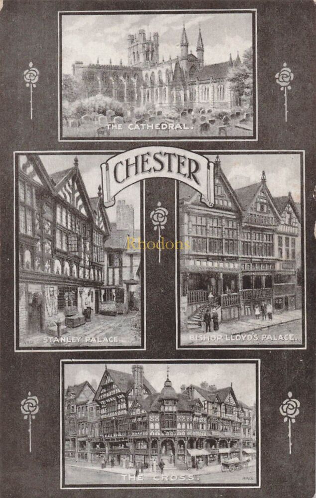 Cheshire Postcard-Chester Multiview-Early 1900s J Salmon 'Sepio' Series