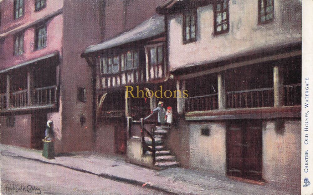 Cheshire Postcard-Chester Old Houses, Watergate-Tucks Oilette Series-Early 1900s