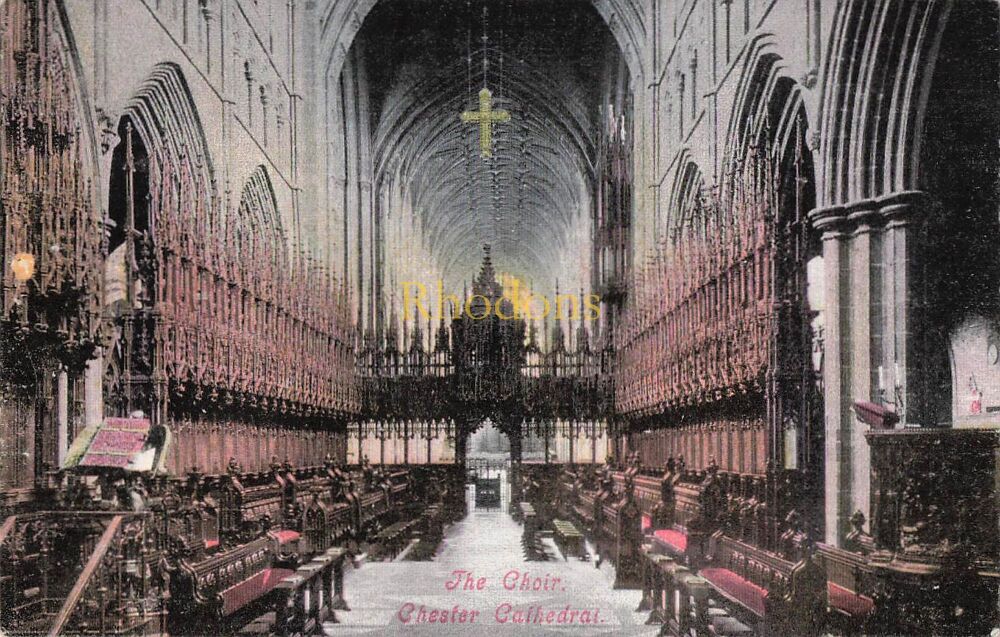 Cheshire Postcard-Chester Cathedral-The Choir-Early 1900s