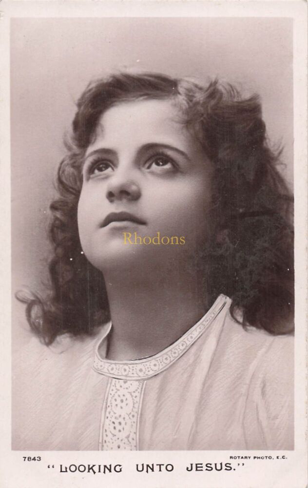 Religious, Faith Postcard-Looking Unto Jesus-Early 1900s Vintage Rotary Photo Series (T643)