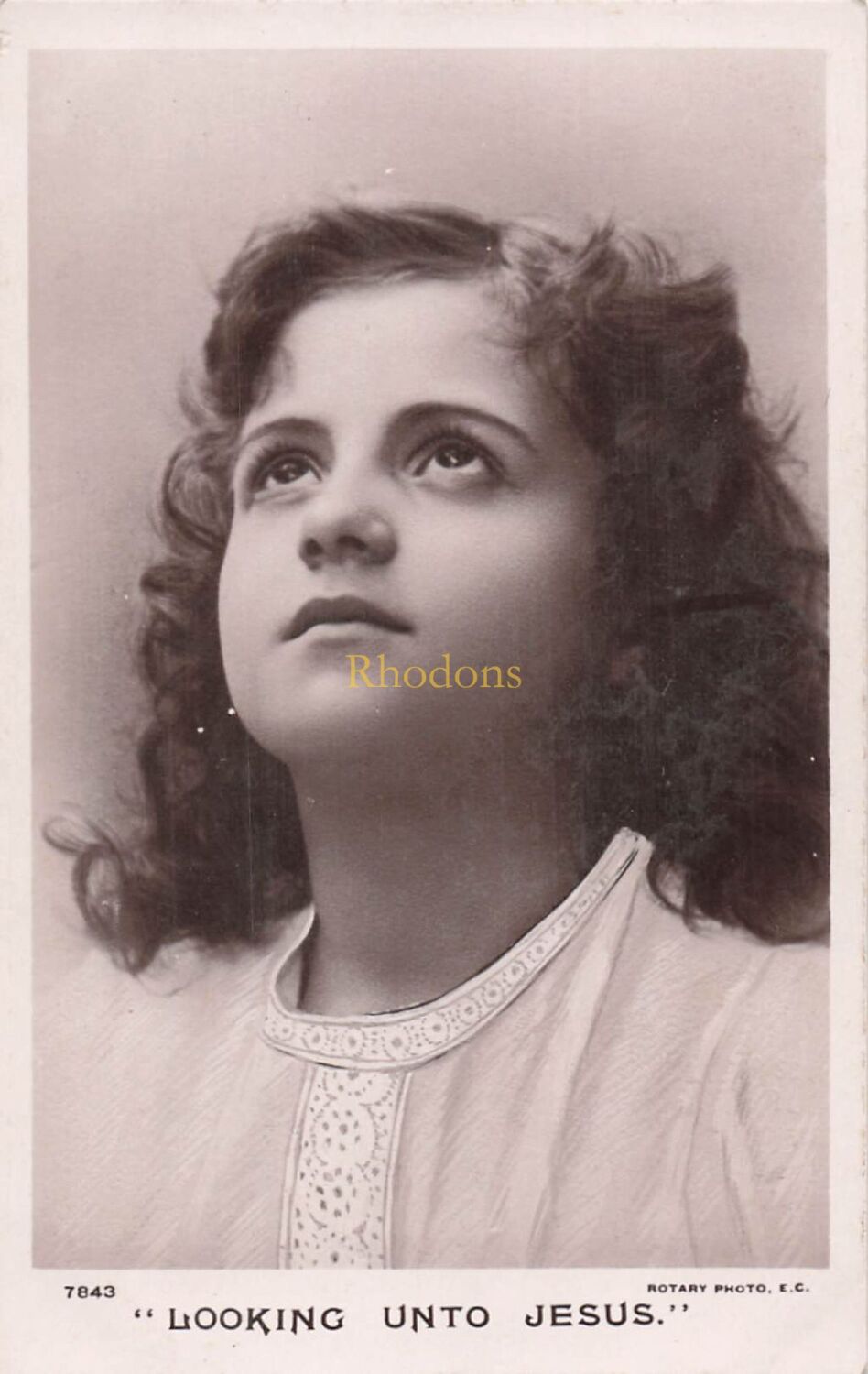 Religious, Faith Postcard-Looking Unto Jesus-Early 1900s Vintage Rotary Pho