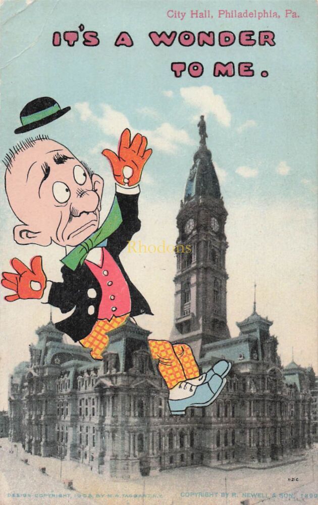 USA Postcards-City Hall, Philadelphia, PA-'It’s a Wonder To Me'-Early 1900s Humour