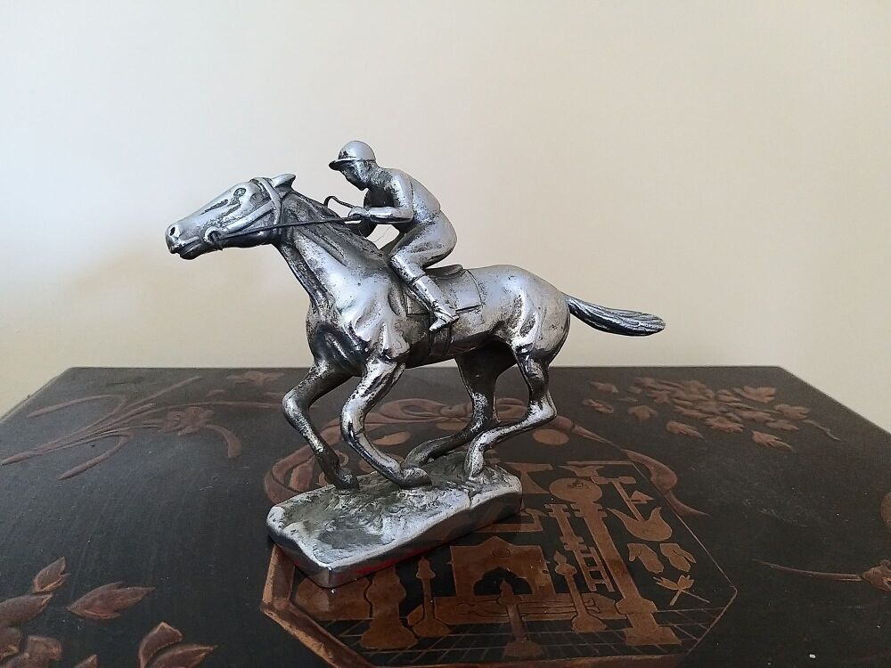 Vintage Car Mascot-Race Horse and Jockey-Louis LeJeune-LL Mascots, Made In England