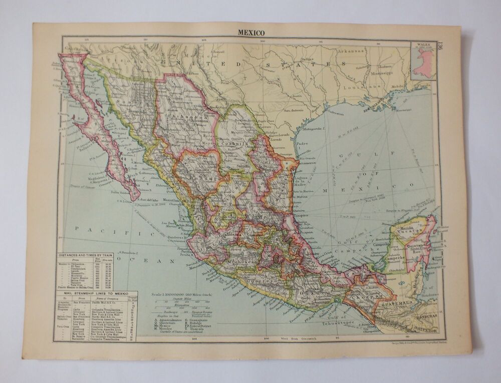 1930s Map of Mexico-Cassells New Atlas (5th Edition) Sheet #136