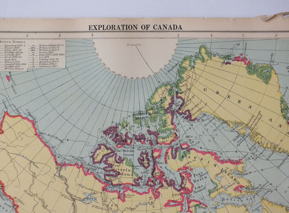 1930s Atlas Map Sheet-Exploration of Canada-Cassells New Atlas (5th Edition) Sheets #121