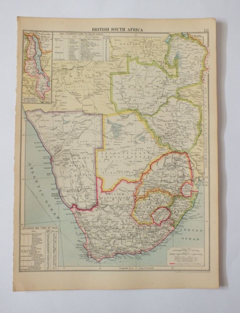 1930s Atlas Map Sheet-British South Africa-Cassells New Atlas (5th Edition) Sheets #113