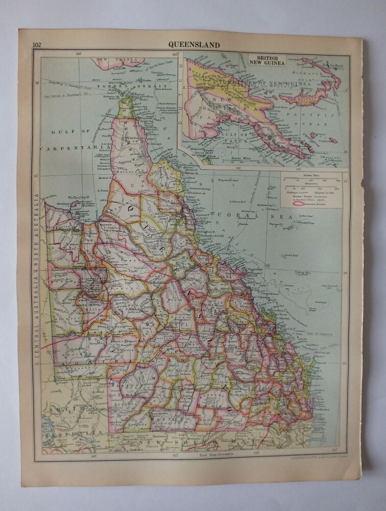 Cassells New Atlas (5th Edition-May 1930)-Sheet #102-Queensland Australia (With British New Guinea Inset)