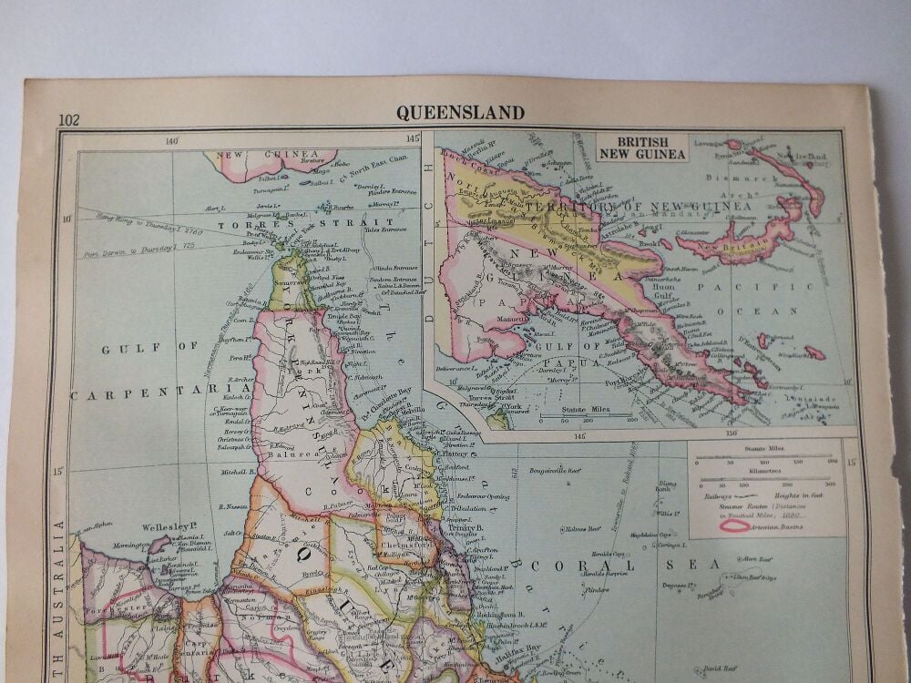 Cassells New Atlas (5th Edition-May 1930)-Sheet #102-Queensland Australia (With British New Guinea Inset)