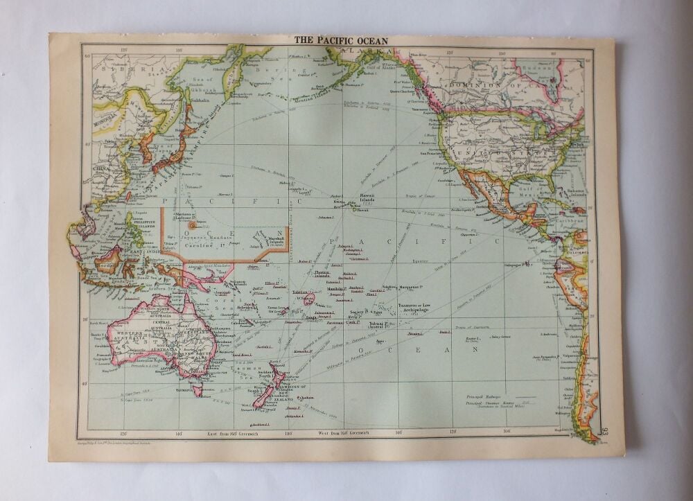 Old Map-The Pacific Ocean-Sheet #93 From Cassells New Atlas (5th Edition-May 1930)