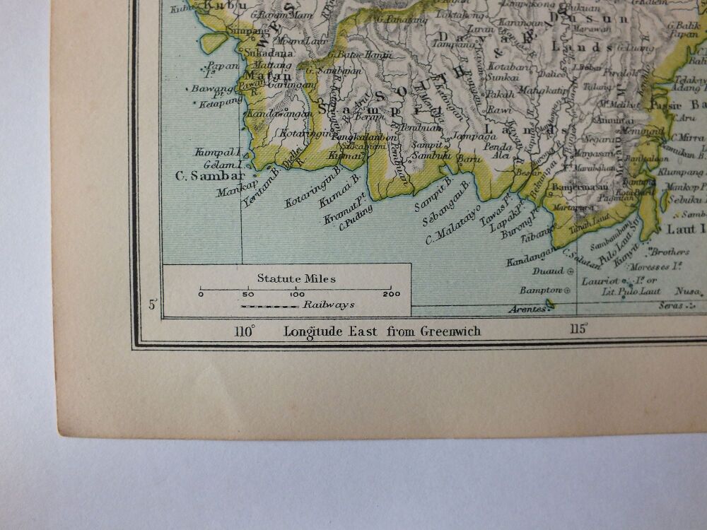 The East Indies and Further India or The Philippines, Borneo and Java-1930s Map Print.