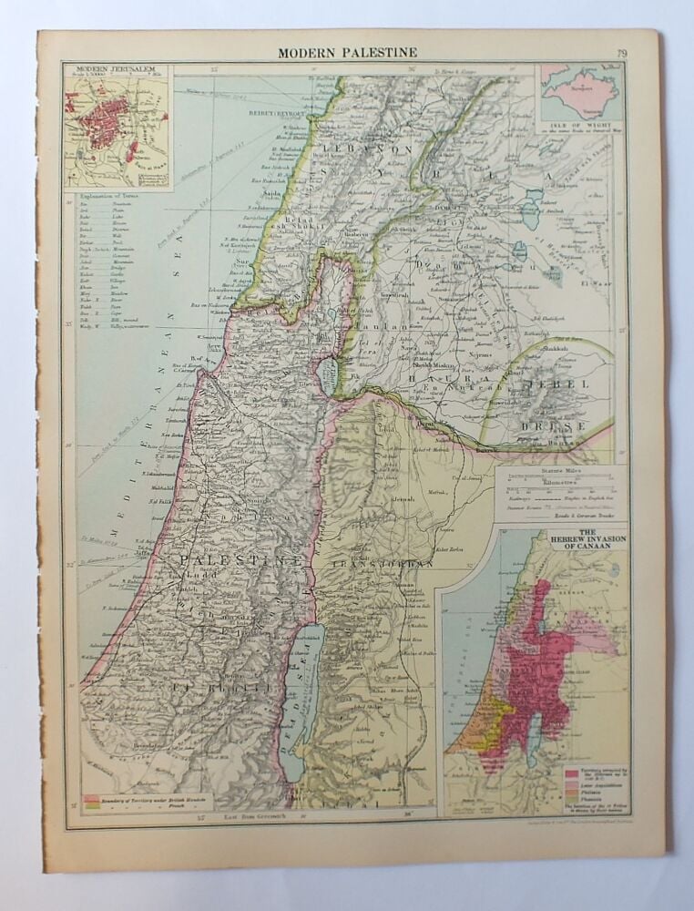 Map of Modern Palestine (Circa 1930)-Cassells Atlas Map Print Sheet #79