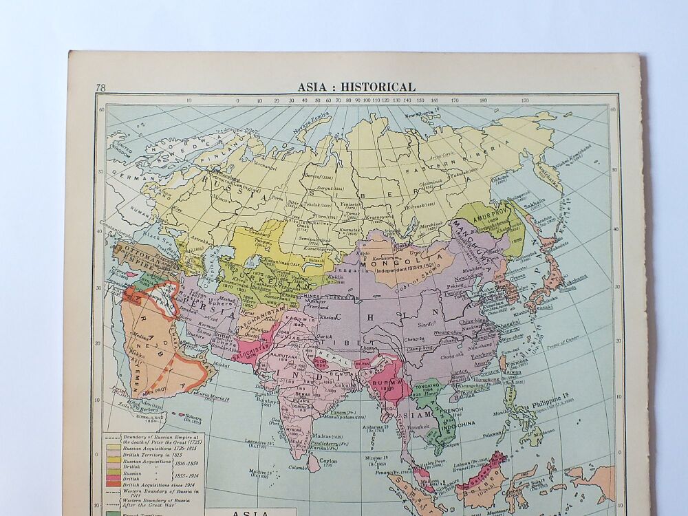 Vintage Map-Historical Asia-The Growth of British India-Cassells 1930s Map Print-Sheet #78