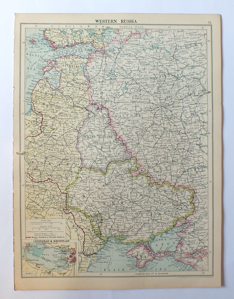 Map of  Western Russia, Circa 1930s-Cassells Atlas Map Print-Sheet #75