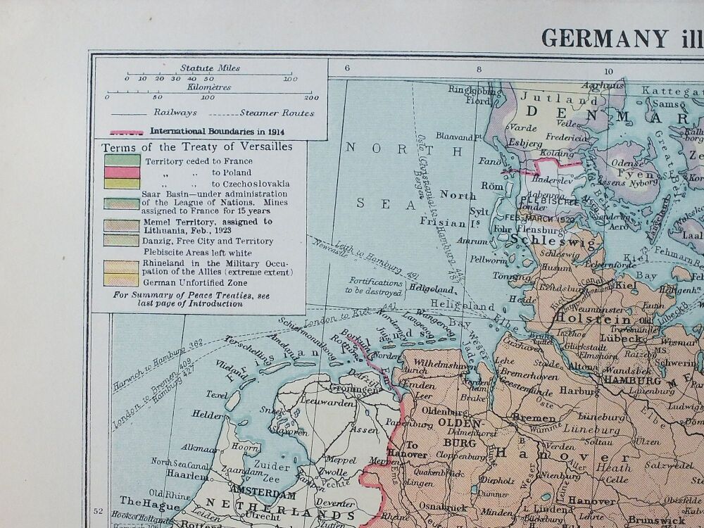 Map of Germany Illustrating The Peace Terms ( With Environs of Berlin Inset)-Cassells 1930s New Atlas