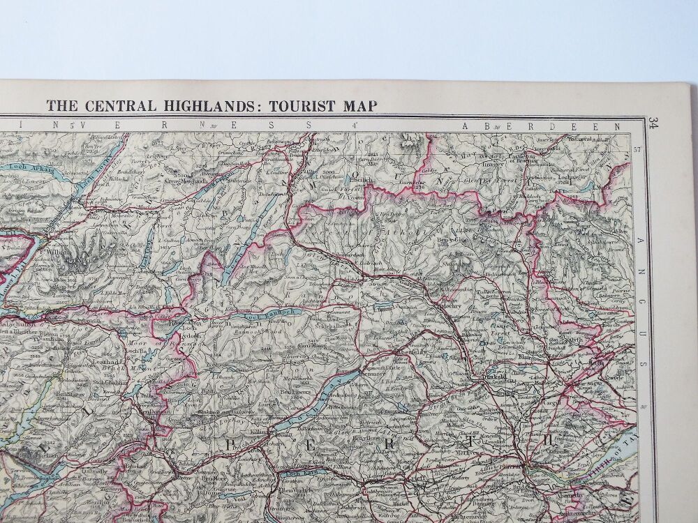 Map of Scotland-The Central Highlands-Tourist Map-1930s Cassells