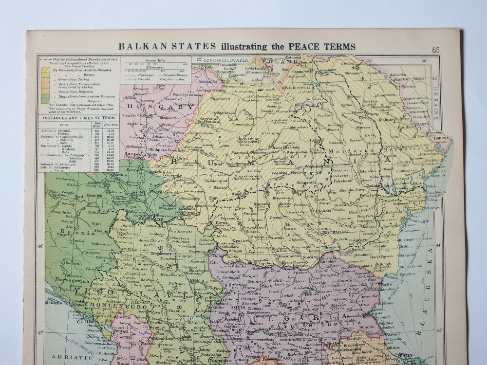 Map of Balkan States Illustrating The Peace Terms-Cassells New Atlas,1930s