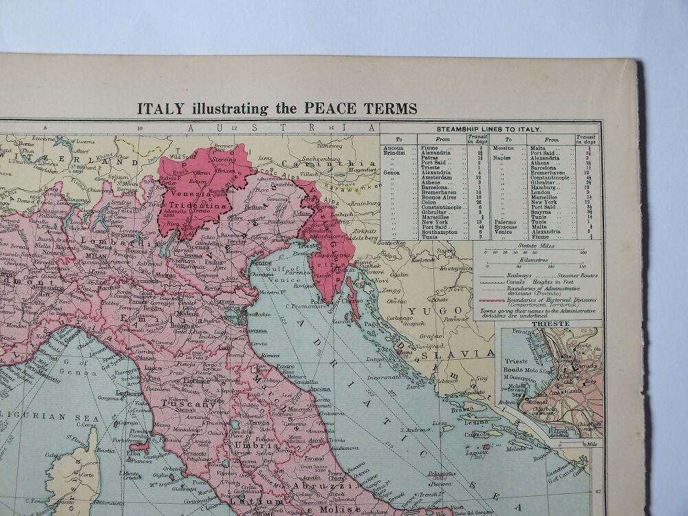 Map Italy Illustrating The Peace Terms-Cassells 1930s Atlas Print