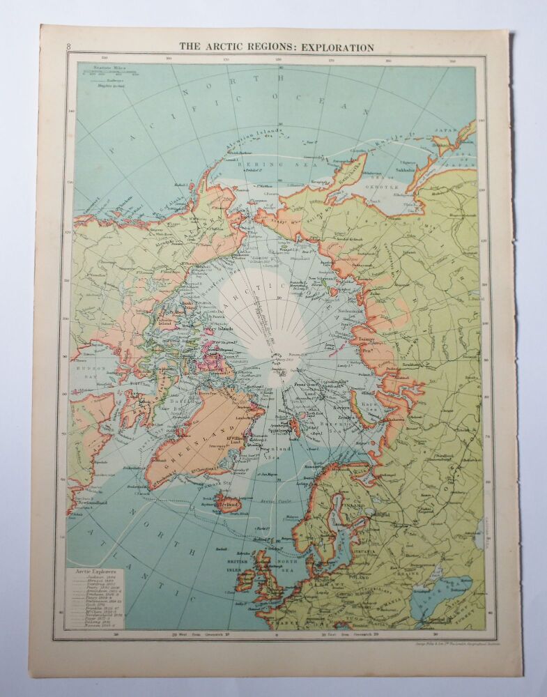Map of The Arctic Regions: Exploration-Cassells 1930s Atlas Print