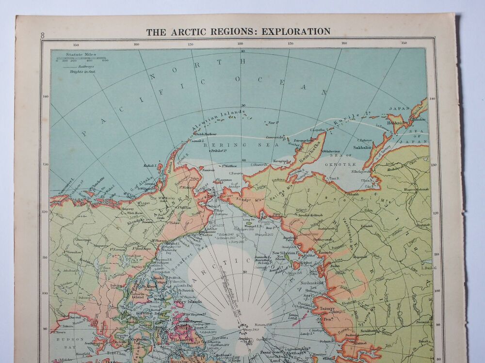 Map of The Arctic Regions: Exploration-Cassells 1930s Atlas Print