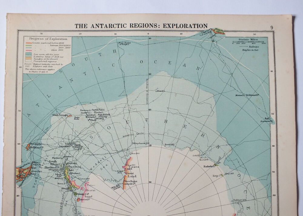 Map of The Antarctic Regions: Exploration-Cassells 1930s Atlas Print