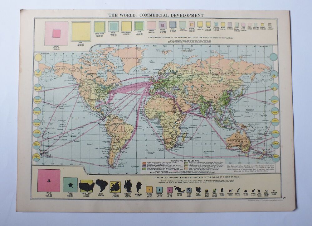 Map of The World: Commercial Development-Cassells 1930s Atlas Print