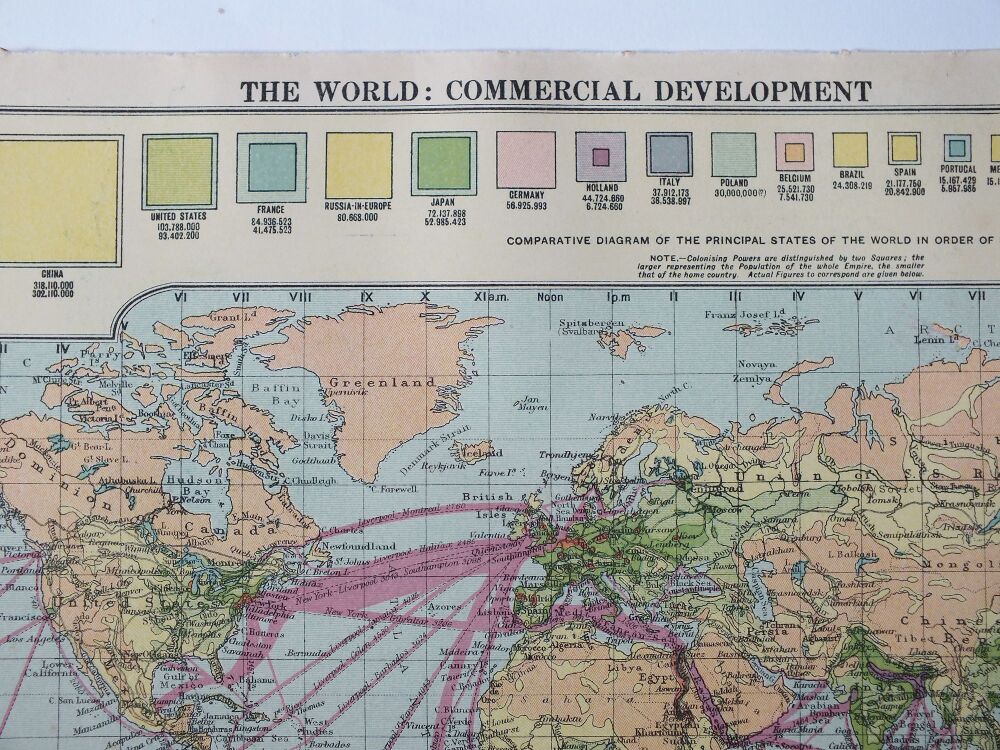 Map of The World: Commercial Development-Cassells 1930s Atlas Print