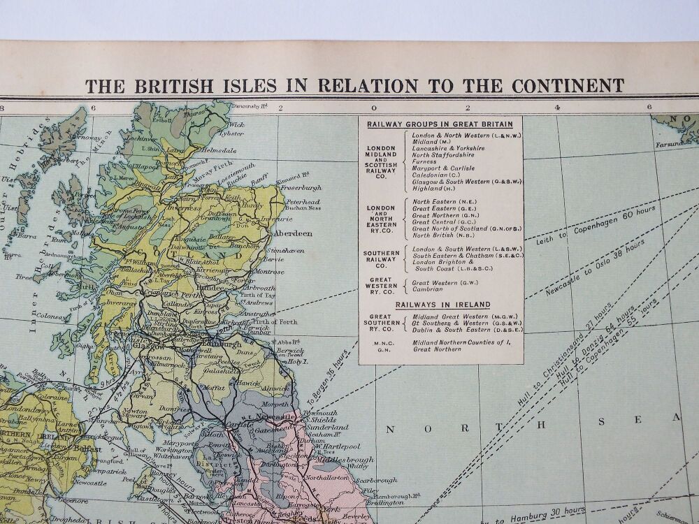 1930s Cassells Atlas Prints-The British Isles In Relation To The Continent or/ Europe Languages and Spellings of Place Names