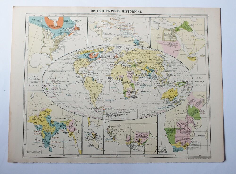 Map of The British Empire: Historical-Sheet #4 From Cassells New Atlas, 5th Edition 1930