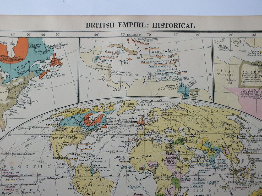 Map of The British Empire: Historical-Sheet #4 From Cassells New Atlas, 5th Edition 1930