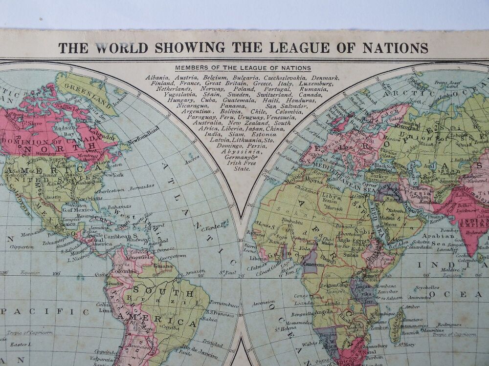 Map of The World Showing The League of Nations-Cassells New Atlas (5th Edition-May 1930)