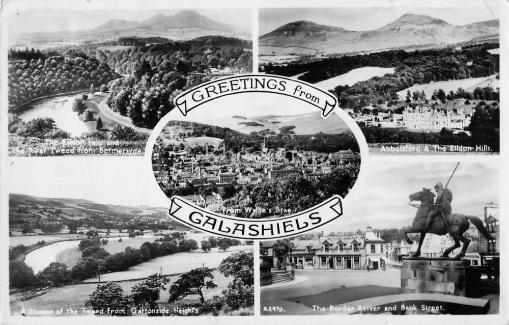 Scotland Postcard- Greetings From Galashiels Multiview PC-1960s RPPC-J B White, Dundee
