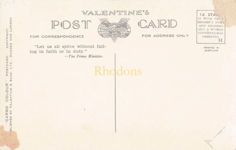 Northumberland Postcard-Berwick on Tweed-Old Castle and River Tweed-Valentines Carbo Colour Series